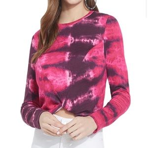 GUESS, Tie-Dye Twist Hem Top, size L, Fuchsia